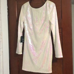 White sequin mini dress